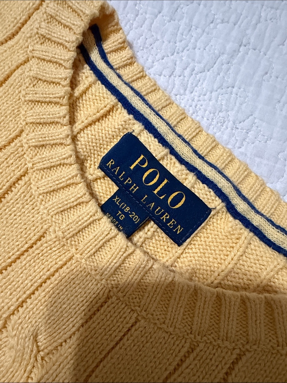 Ralph Lauren Yellow Cable-Knit Crewneck Sweater - Picture 4 of 4